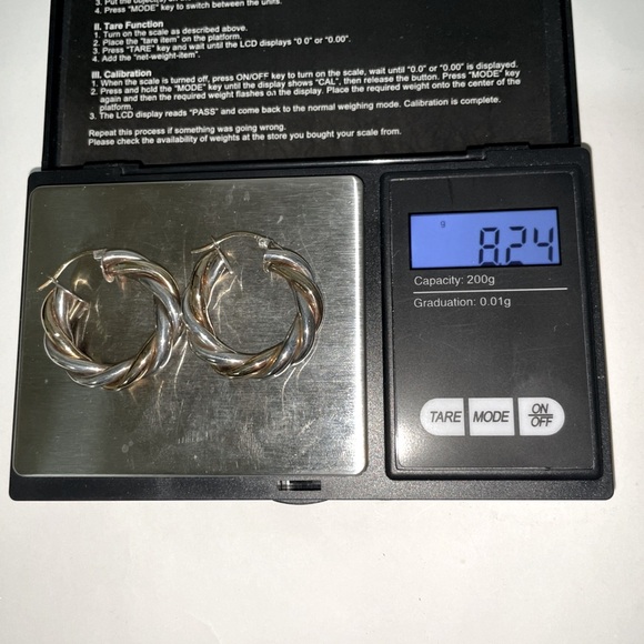 Solid 14K Yellow Gold & 925 Sterling Silver Twisted Rope Cable Hoop Earrings - Picture 5 of 12